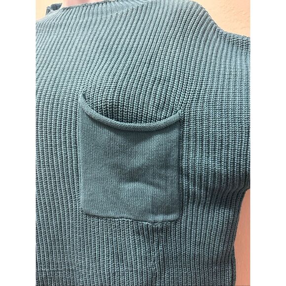 Prinbara Women's Mock Neck Oversized Teal Knit Sweater Size S - Picture 4 of 10